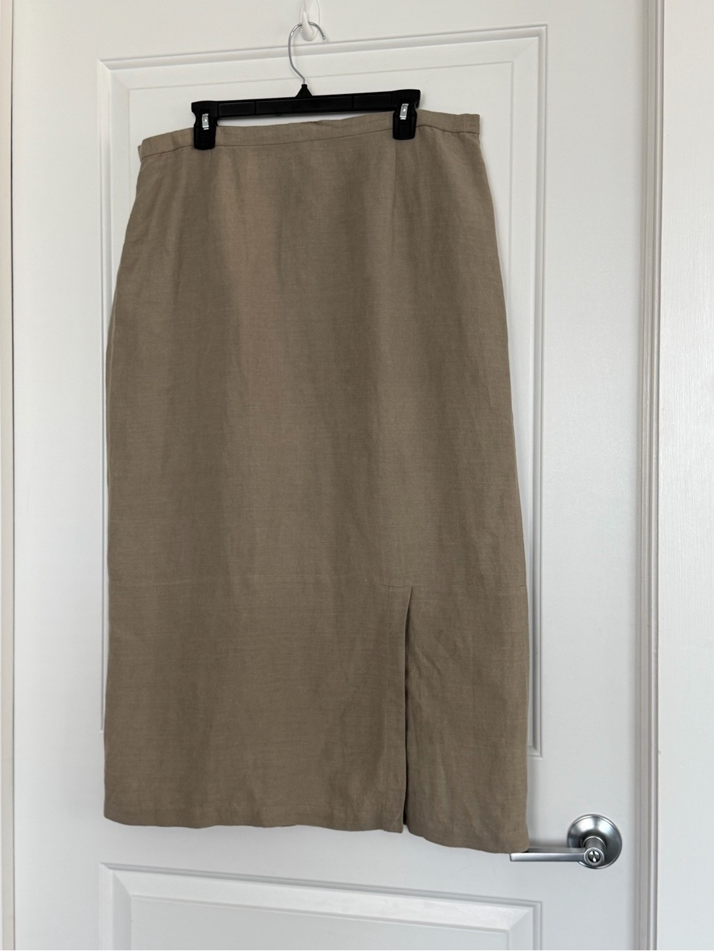 Eileen Fisher Linen Blend Midi Skirt Slit Side Zip Lagenlook Minimalist Capsule